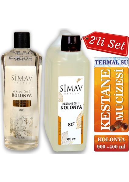 Kestane Özlü ve Termal Sulu Kolonya 2'li Set 900 ml + 400 ml