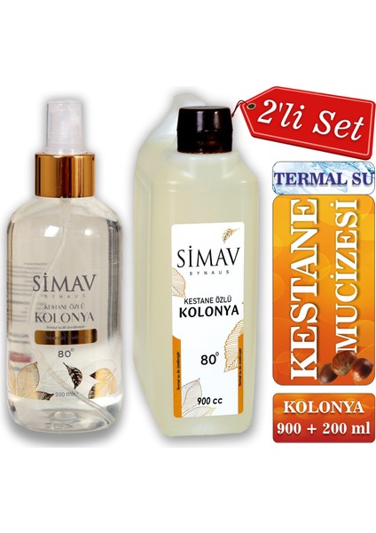 Kestane Özlü ve Termal Sulu Kolonya 2'li Set 900 ml + 200 ml