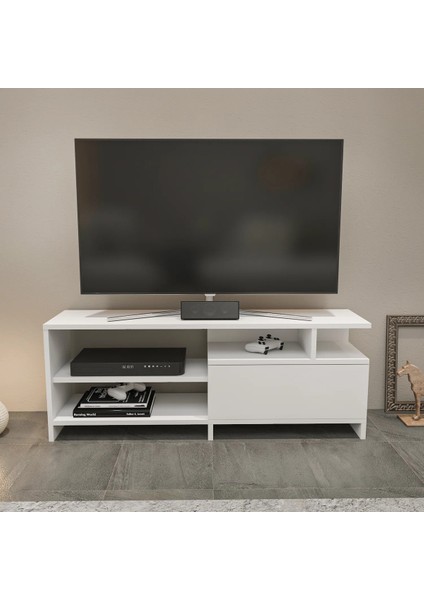 Aden Home Beyaz Tv Ünitesi, Mdf Tv Ünitesi, Kapaklı Tv Ünitesi, Beyaz Mdf Tv Ünitesi Konsol, TVU53