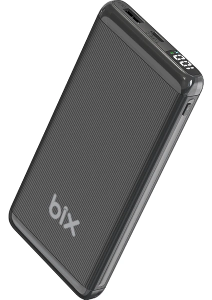 BXPB107 10000MAH 20W Pd Type-C ve Usb-A Scp 22.5W Qc 3.0 18W Çift Çıkışlı LED Ekranlı Powerbank Siyah