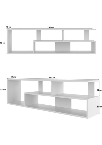 Aden Home Beyaz Tv Ünitesi, Mdf Tv Ünitesi, Raflı Tv Sehpa Ünitesi, Beyaz Mdf Tv Ünitesi Konsol, TVU88