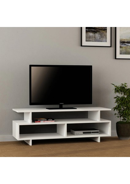 Beyaz Tv Ünitesi, Mdf Tv Ünitesi, Raflı Tv Sehpa Ünitesi, Beyaz Mdf Tv Ünitesi Konsol, TVU60