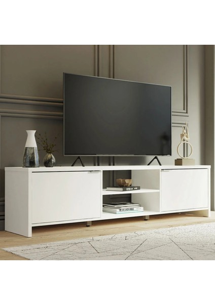 Beyaz Tv Ünitesi, Mdf Tv Ünitesi, Kapaklı Tv Ünitesi, Beyaz Mdf Tv Ünitesi Konsol, TVU47