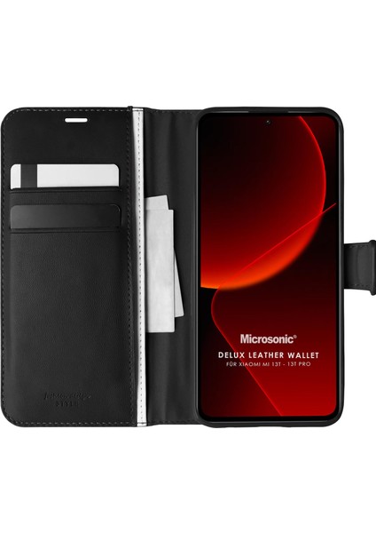 Xiaomi Mi 13T Kılıf Delux Leather Wallet Siyah