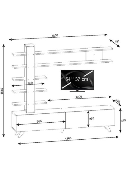 Beyaz Tv Ünitesi, Mdf Tv Ünitesi, Kapaklı Raflı Tv Sehpa Ünitesi, Beyaz Mdf Tv Ünitesi Konsol TVU113