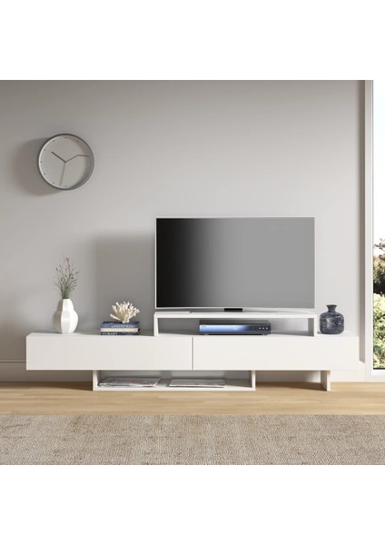 Beyaz Tv Ünitesi, Mdf Tv Ünitesi, Kapaklı Tv Sehpa Ünitesi, Beyaz Mdf Tv Ünitesi Konsol, TVU72