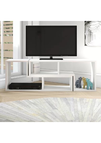 Gordon Modern Tv Ünitesi, 2 Bölmeli Tv Ünitesi, 120CM-240CM , Beyaz Tasarım %100 Mdf, TVU07