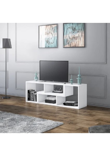 Gordon Modern Tv Ünitesi, 2 Bölmeli Tv Ünitesi, 120CM-240CM , Beyaz Tasarım %100 Mdf, TVU07