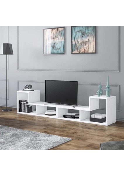 Gordon Modern Tv Ünitesi, 2 Bölmeli Tv Ünitesi, 120CM-240CM , Beyaz Tasarım %100 Mdf, TVU07