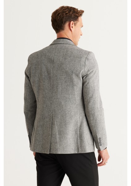 ALTINYILDIZ CLASSICS Erkek Gri Slim Fit Dar Kesim Mono Yaka Yünlü Blazer Ceket indirimleri
