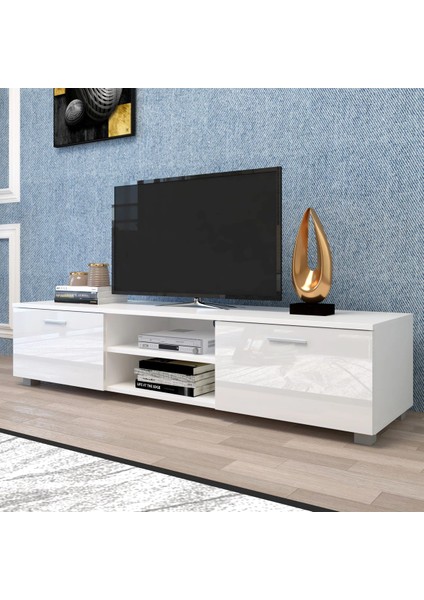 Beyaz Tv Ünitesi, Mdf Tv Ünitesi, Kapaklı Tv Sehpa Ünitesi, Beyaz Mdf Tv Ünitesi Konsol, TVU94