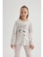 Kız Çocuk Baskılı Penye Baskılı Uzun Kollu Pijama Takımı C0974A823WN 3