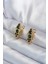 316L Çelik Gold Renk Yeşil Kristal Taş Detay Yılan Model Kadın Küpe SL6545 1