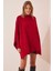 Kadın Bordo Oversize Yırtmaçlı Panço Triko Kazak HZL23W-BD1100761 3