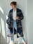 Özel Tasarım Retro Model Oversize Kruvaze Kareli Kaşe Kaban Kadın Füme 6