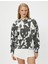 Oversize Sweatshirt Renk Kontrastlı Batik Desenli Uzun Kollu Bisiklet Yaka 3