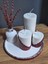 Bordo Beyaz ve Gümüş Detaylı Beton Mum Dekorasyon Seti Idyllart Store 1