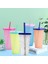 Turuncu 700 ml Renk Değiştiren Su Bardağı Sıcaklığa Duyarlı Saman Kapaklı Bardak Bardak Gıda Sınıfı Plastik Su Şişesi Drinkware (Yurt Dışından) 3