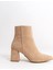 MBZFR5006S-VZ Kadın Vizon Süet Kalın Topuklu Sivri Burun Fermuarlı Kısa Bot &bootie 2