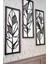 Geometrik Yaprak Desenli 3'lü Set, 3 mm Mdf, Siyah Ahşap Çerçeveli, Uv Baskılı 4