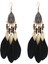 Kadın Sahte Tüy Küpe Bohemian Saçak Püskül Uzun Damla Dangle Küpe Kadınlar Kızlar Için Dream Catcher Tasarım ile Set, Siyah (Yurt Dışından) 2
