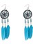 Kadın Küpeleri Düğme Küpeler Şık Sadelik Tüy Küpeler Uzun El Örgüsü Püsküllü Küpeler Retro Boho Dream Catcher Tasarım (Renk: Deniz Mavisi) (Yurt Dışından) 2