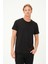 Erkek Büyük Beden Regular Fit Kısa Kollu Keten Siyah T-Shirt 2