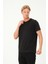 Erkek Regular Fit Kısa Kollu Keten Siyah T-Shirt 3