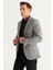 ALTINYILDIZ CLASSICS Erkek Gri Slim Fit Dar Kesim Mono Yaka Yünlü Blazer Ceket 2