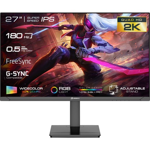 GameBooster GB-2719FQHD 27 180Hz 0.5ms SS IPS QHD 1.07B Color Depth Flat inç 2560 x 1440 Çözünürlükte 180Hz IPS Gaming Monitör