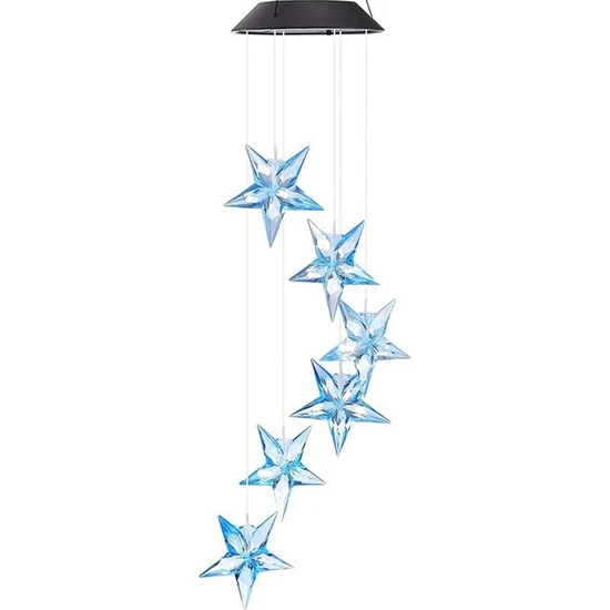 Yiqln Solar Rüzgar Çanı Lambası-Mavi Yıldız Rüzgar Çanı Lambası (Yurt Dışından)