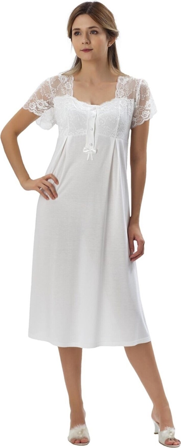 Duchesse 2008 Ekru Hamile Lohusa Sabahlıklı Gecelik Takım %60 Polyester %40 Viscose Zarif Tasarım görsel 4