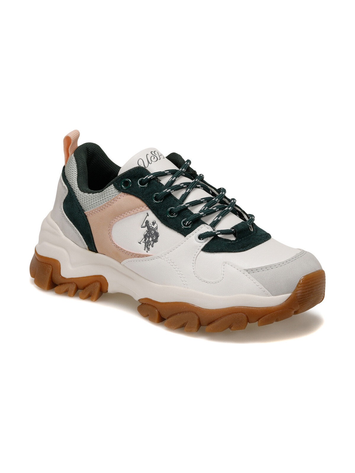 U.S. Polo Assn. U.S Polo Assn. Tracky Beyaz Yeşil Kadın Yüksek Taban Spor Ayakkabı