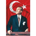 ZC Bayrak Atatürk Baskılı Türk Bayrağı Raşel Kumaş Dijital Baskı 70 x 105 cm