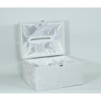Prenses Zarf Takı Sandığı Ekru Büyük Boy Kadife ve Saten Kaplama 30x38x26 cm Şık Tasarım