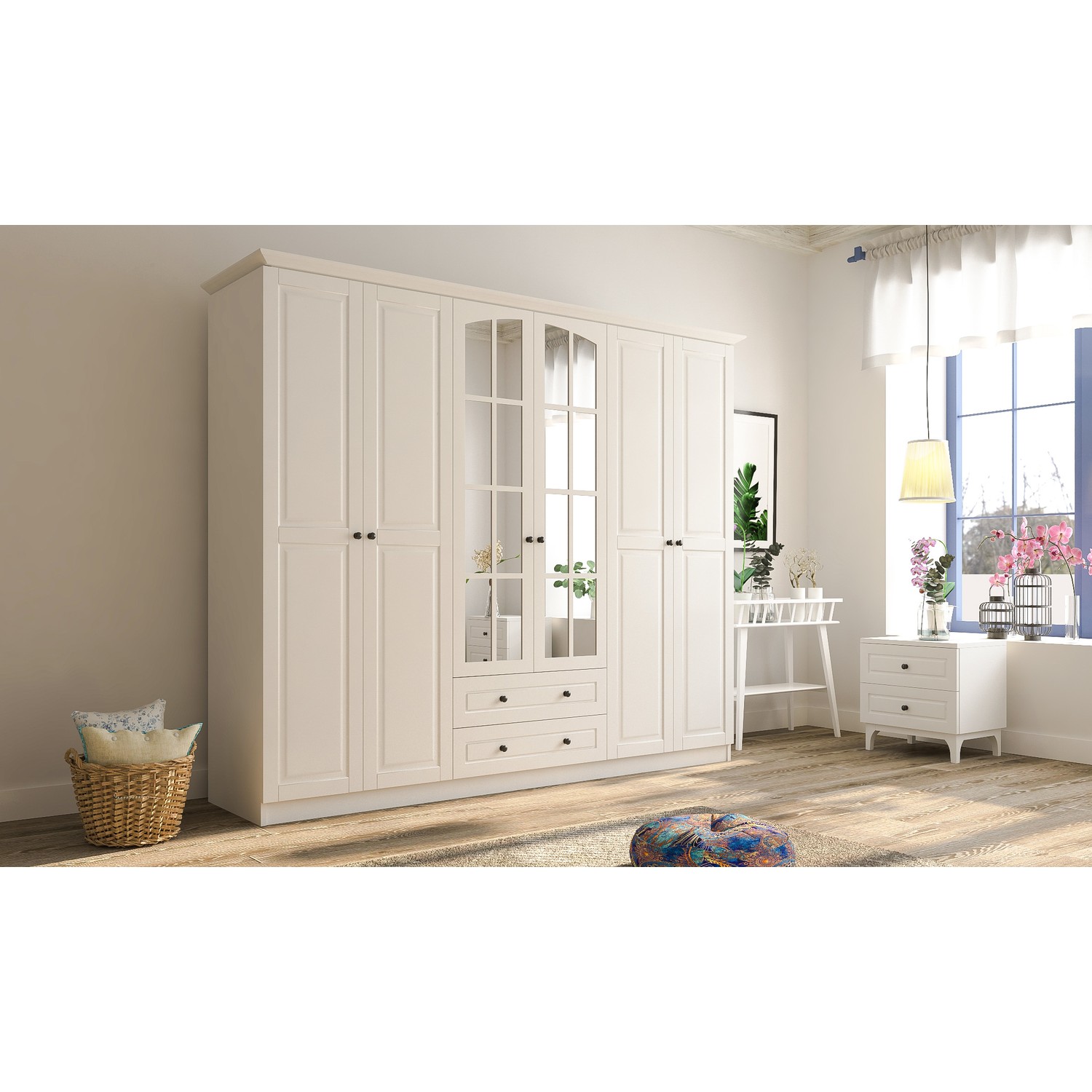 Rabi Mobilya Beyza Country 6 Kapak 2 Çekmeceli Gardırop Fiyatı