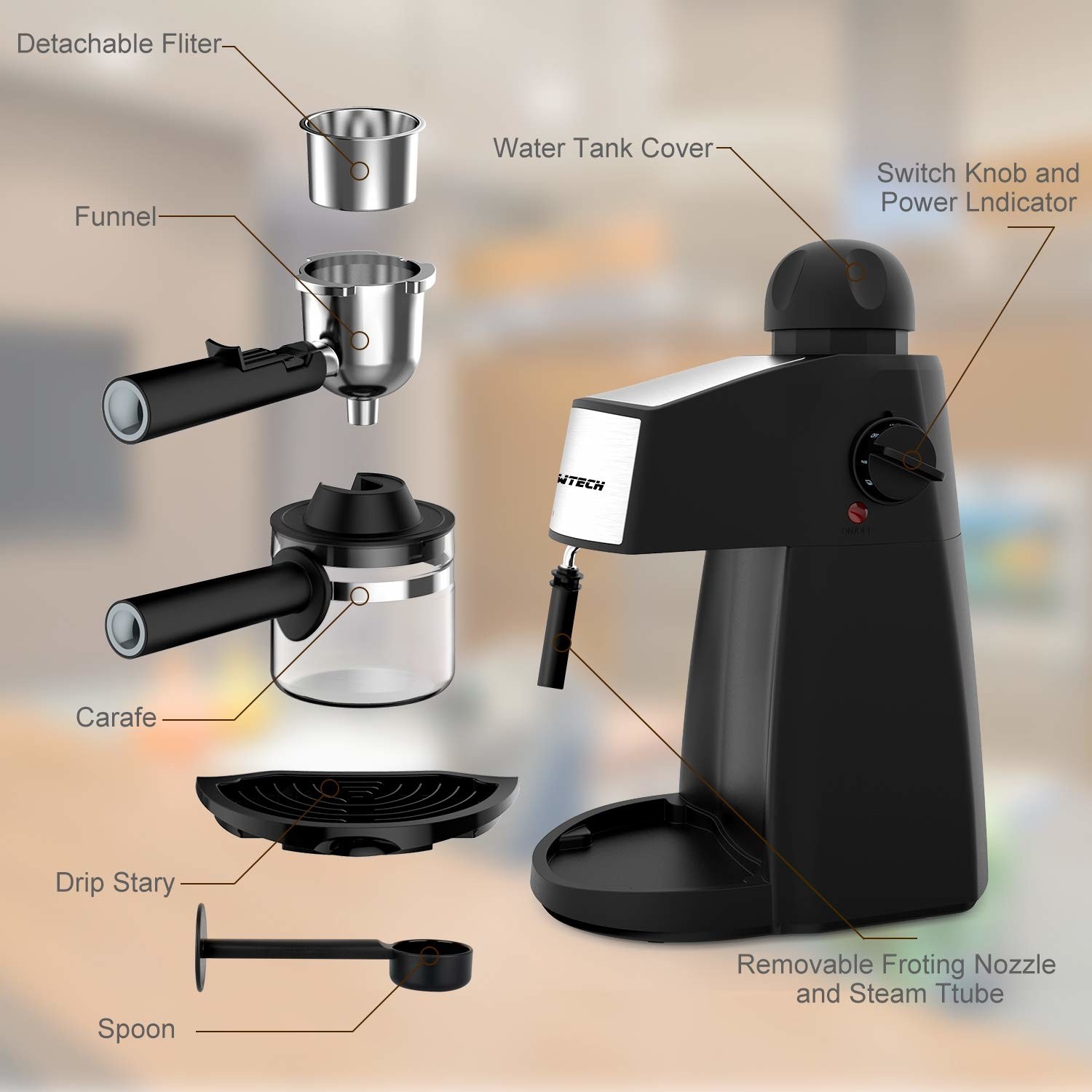 Sowtech 3.5 Bar 4 Cup Süt Köpürtücülü Espresso & Cappuccino Fiyatı