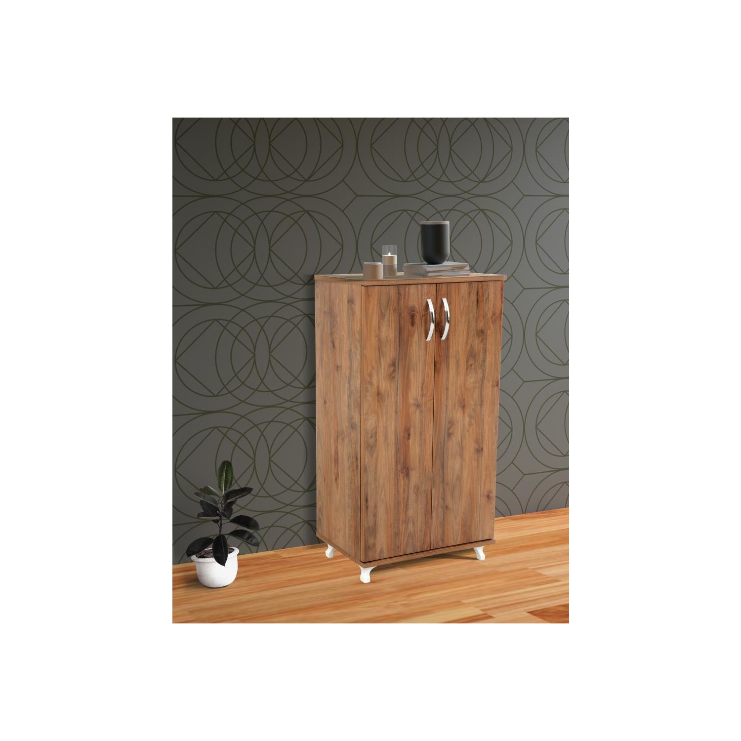 Chic Life Ceviz Ayakkabılık Çok Amaçlı Düzenleyici Dolap