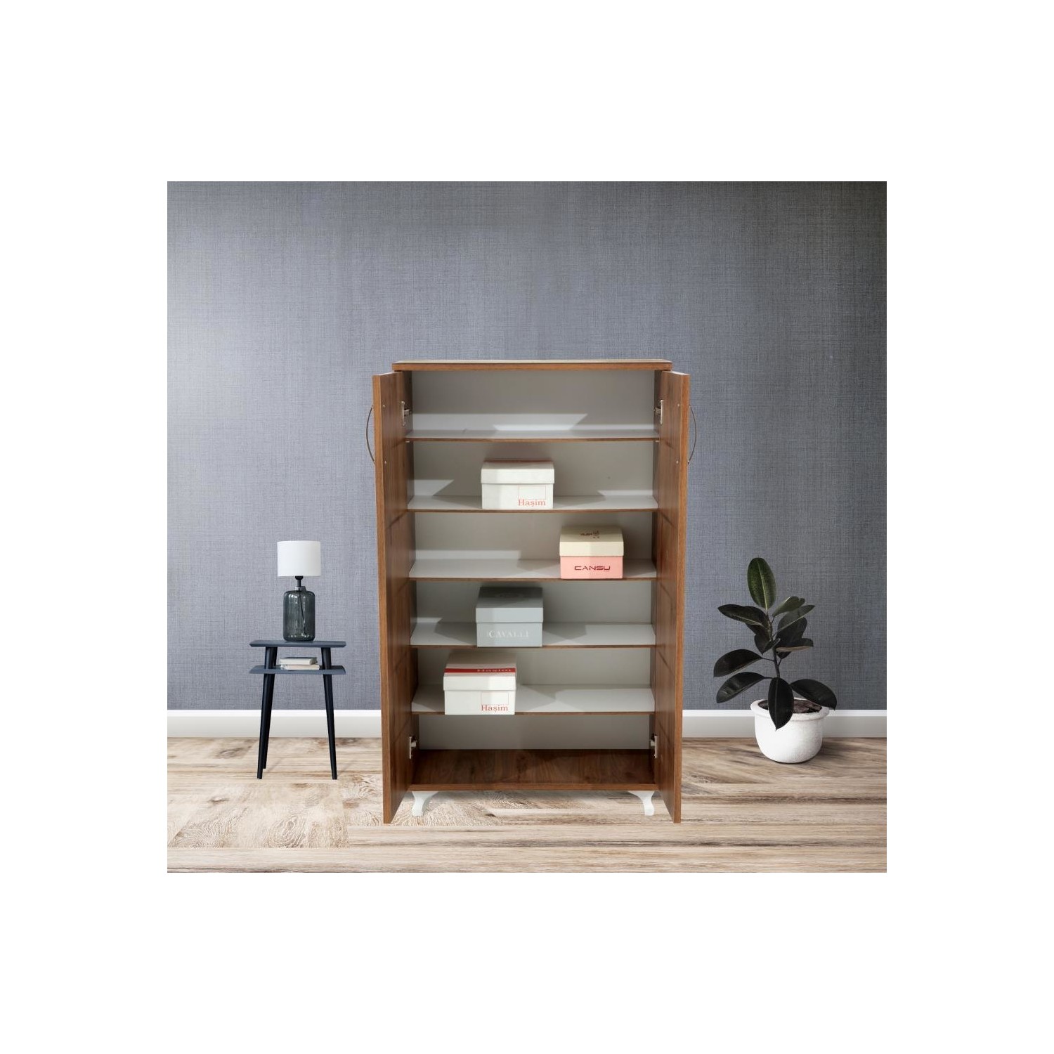 Chic Life Ceviz Ayakkabılık Çok Amaçlı Düzenleyici Dolap