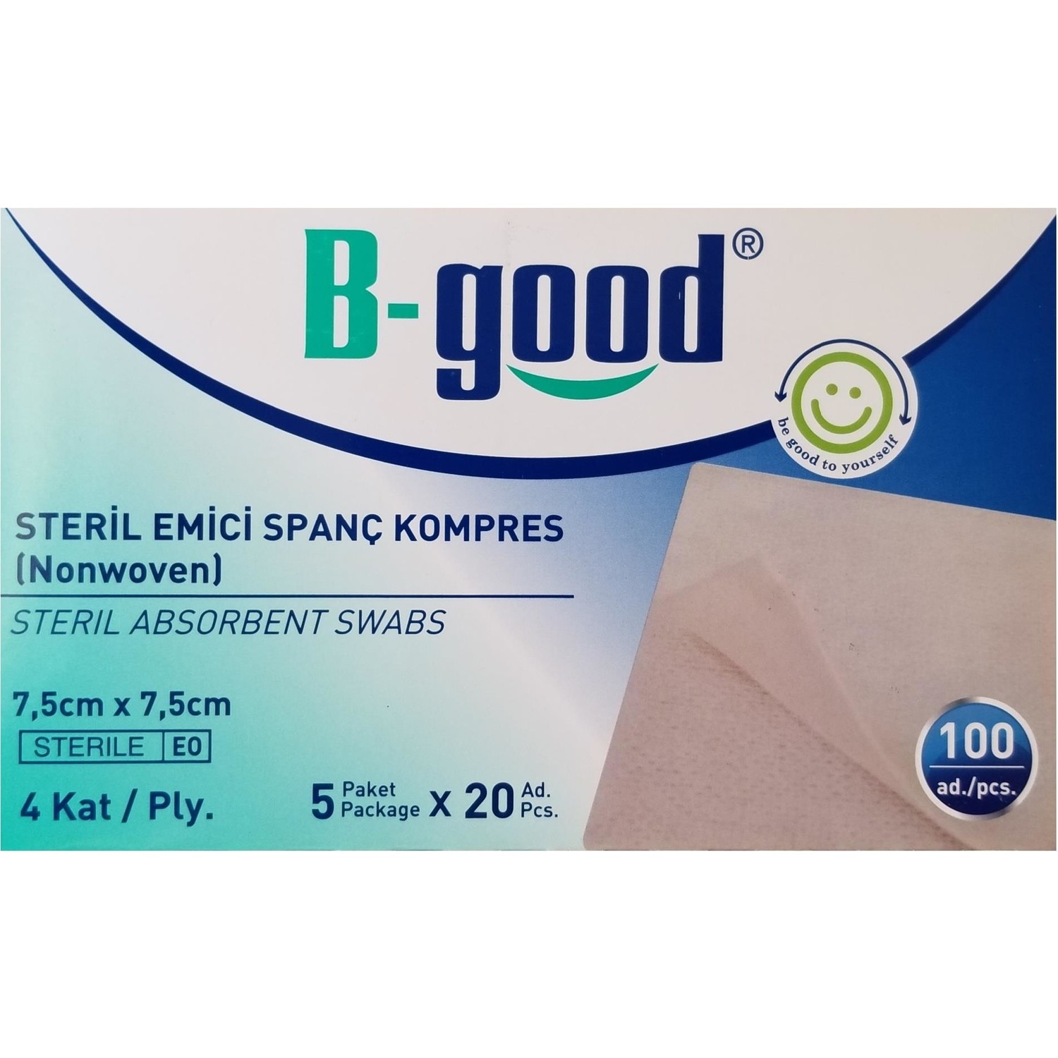 B-Good Steril Emici Spanç Kompres 7.5 Cm X 7.5 Cm 100'lü Fiyatı