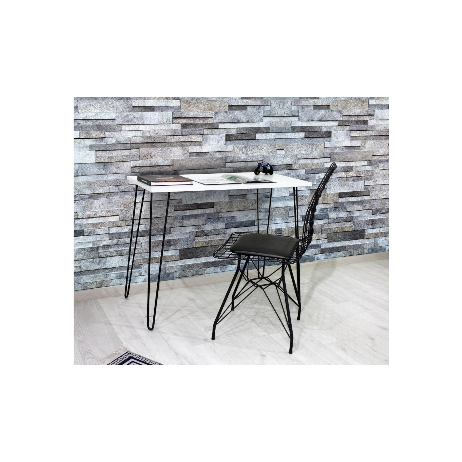 Chic Life Muscida Metal Ayaklı Çalışma Masası Beyaz 90X45