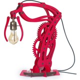 Woodact Larix Mekanik Ahşap Hareketli Masa Lambası Kırmızı