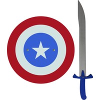 Ahtek Ahşap Oyuncak Seti 2'li, Kaptan Amerika Kalkan + Mavi Kılıç
