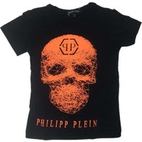 Philipp Plein Erkek Çocuk Kuru Kafa Kabartma Baskılı Kısa Kollu T-Shirt