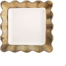 Rossev Servis Tabağı Lace Kare Gold 30 cm.