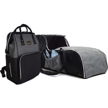 U.S.F Portbebe Ana Kucağı Puset Bebek Taşıma + Anne Bebek Bakım Çantası Gri Siyah Ikili Set