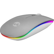 Everest SMW-306R Gümüş 1600DPI Şarjlı Kablosuz Mouse Rgb Mouse