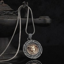 Takılingo Medusa Model Eskitme Gümüş Erkek Kolye