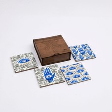 Anadolia Nazar Serisi Siyah 4'lü Bardak Altlığı