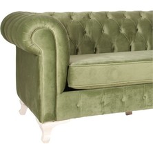 3A Mobilya Long Green Chesterfield